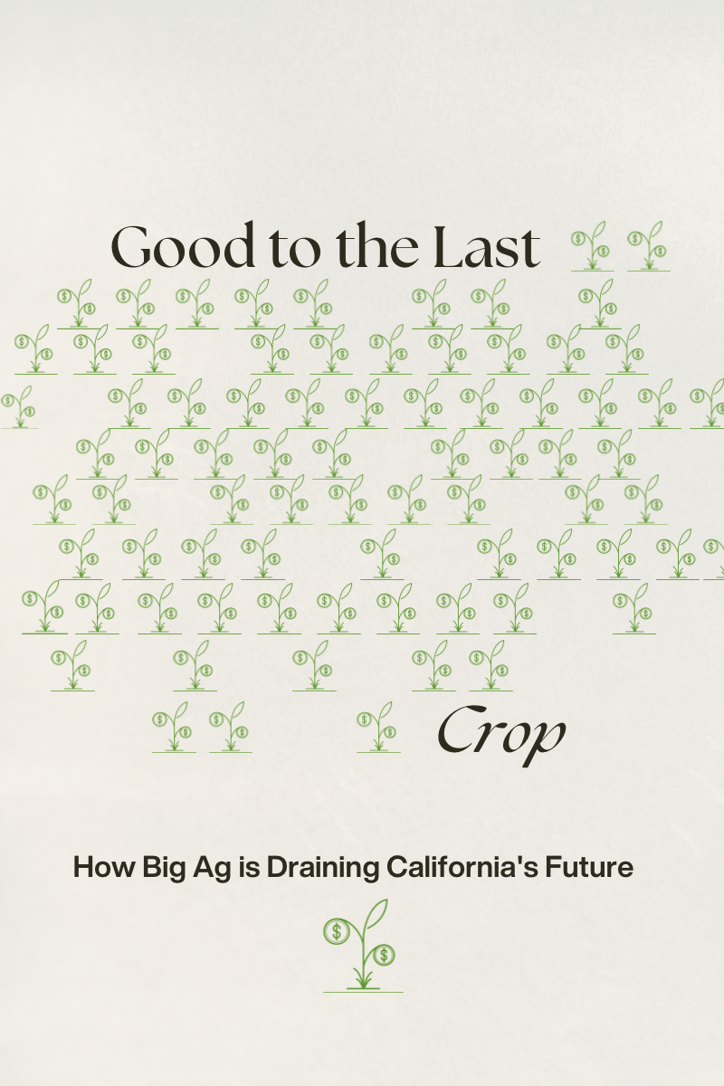 Artwork displays blog title “Good to the Last Crop” with rows of plant crops in green depicting a field of crops with gaps between to indicate that the crops are dwindling.