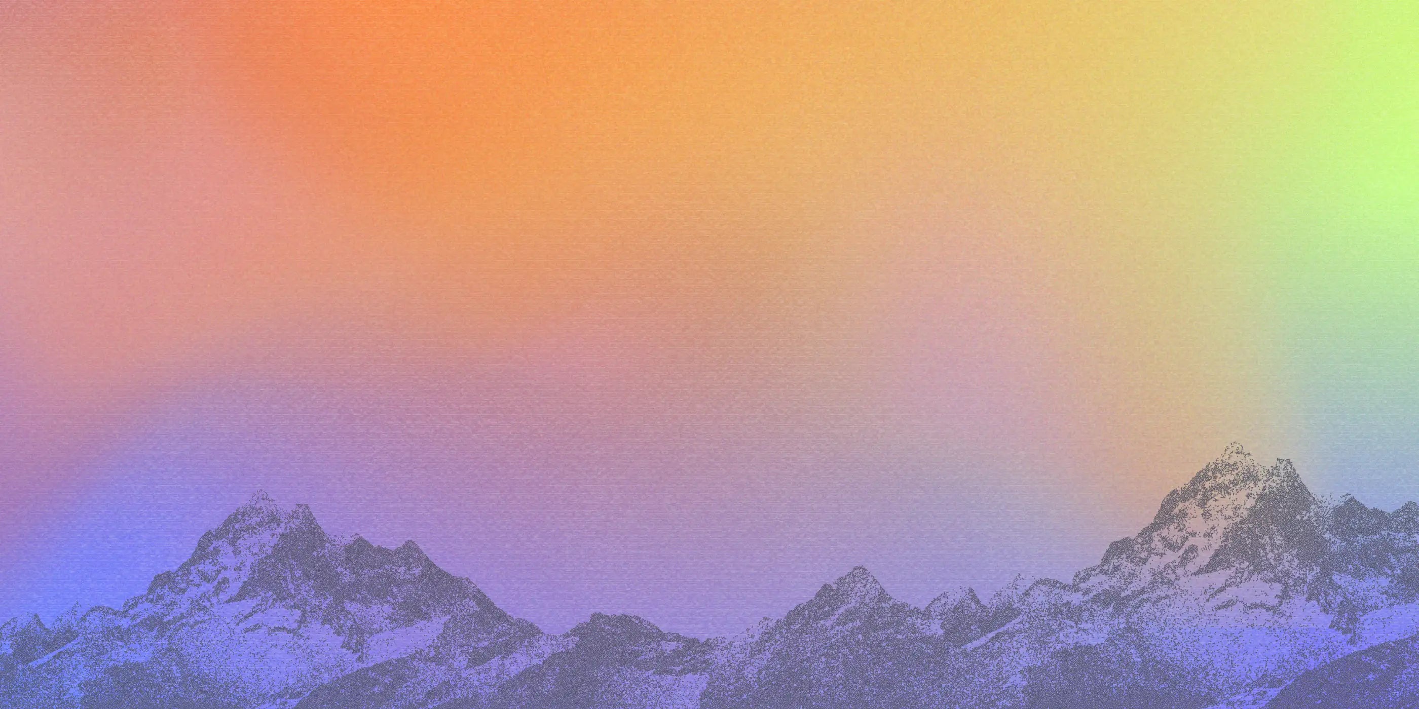 A vibrant gradient background with a mountain ridgeline for Articles In Common The Resole Project.