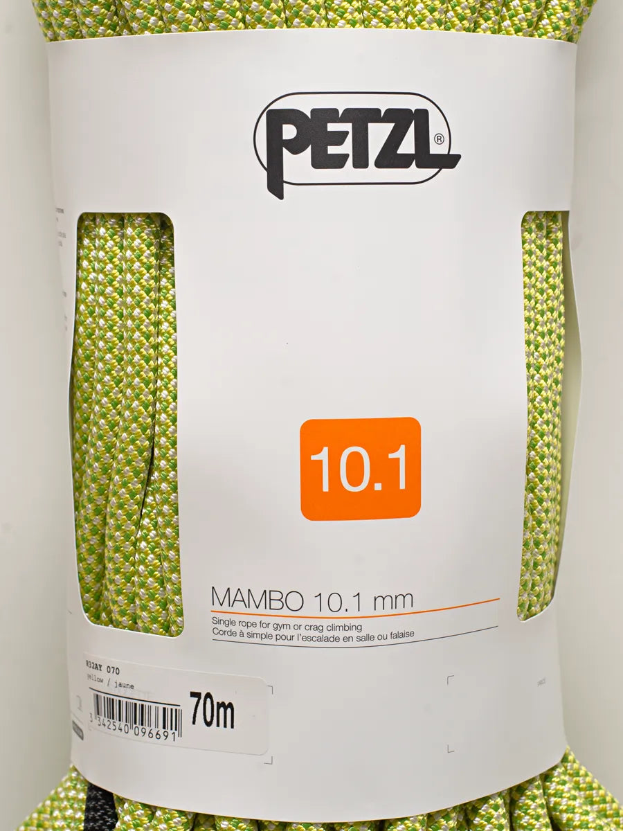 Front detail view of Petzl MAMBO 10.1mm, 70m Climbing Rope in Yellow