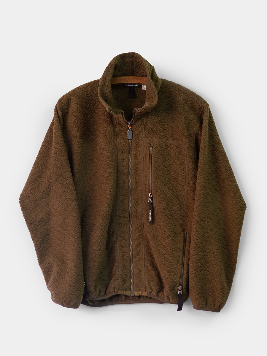 Patagonia フリースジャケット ブラウン ✨Rare Vintage Patagonia Textured Knit Fleece Jacket