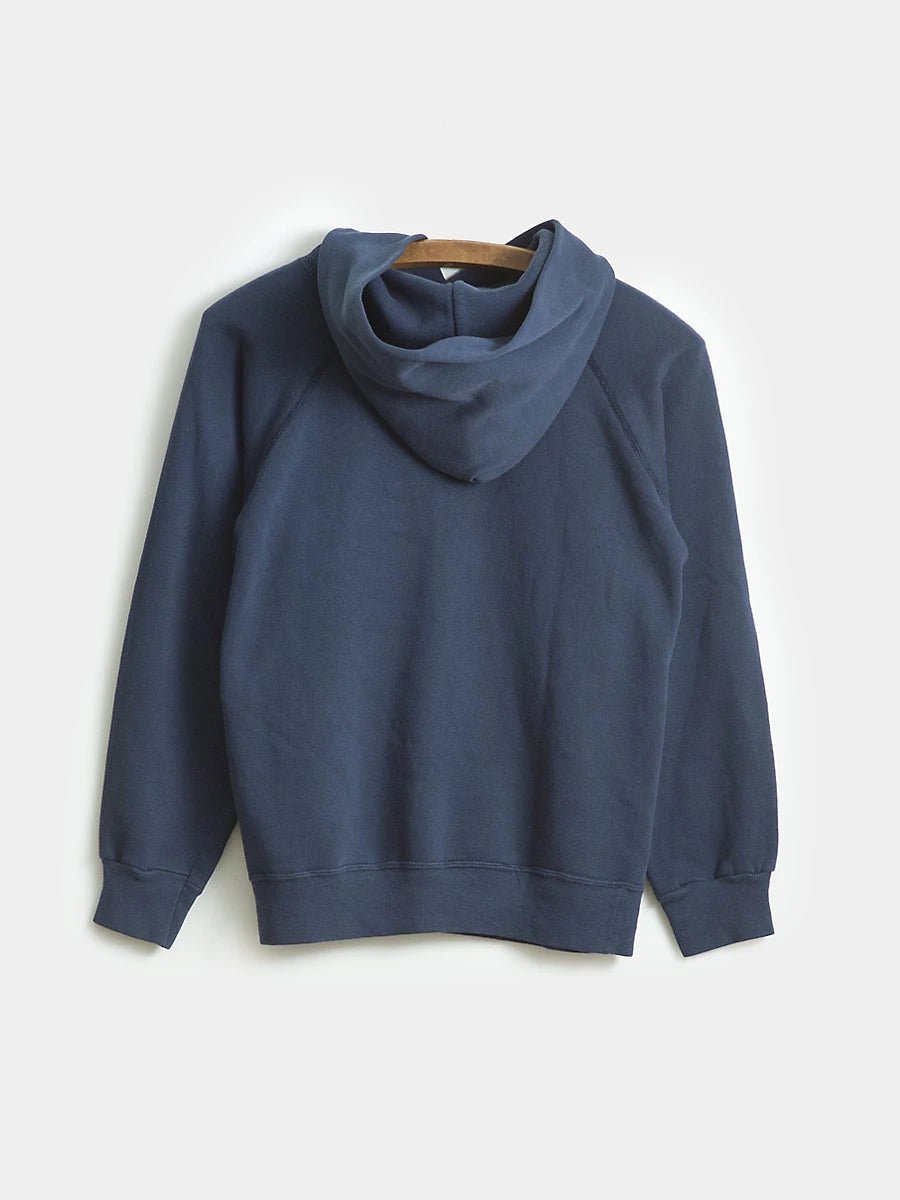Vintage Utah State Hoodie in washed out navy, back view