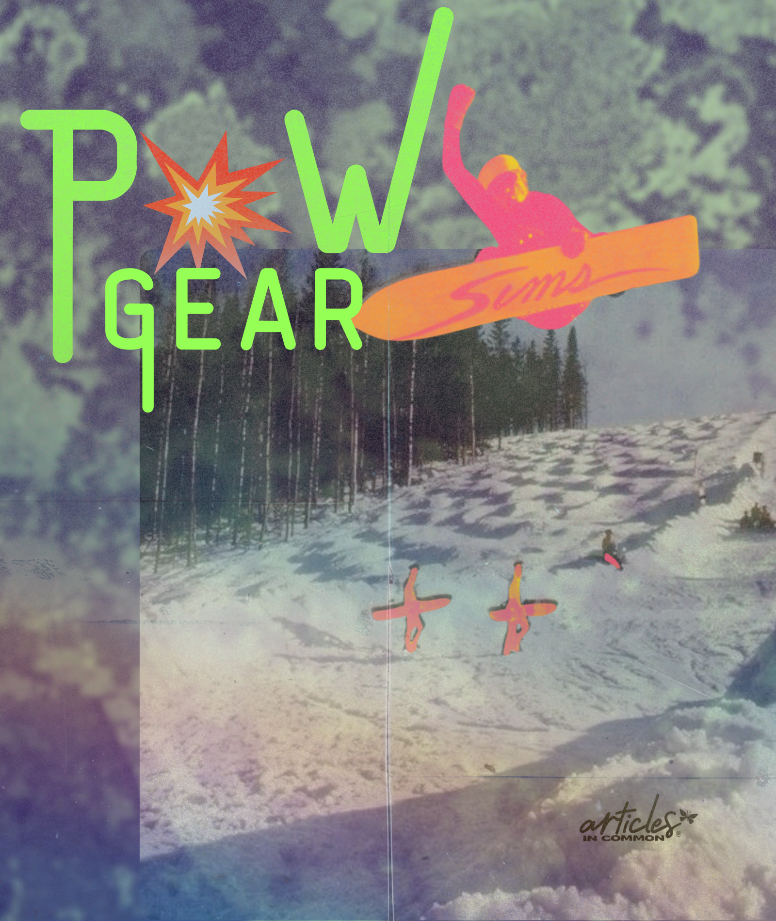 image of snowboarder with skims board mid air against a snowy mountain backdrop