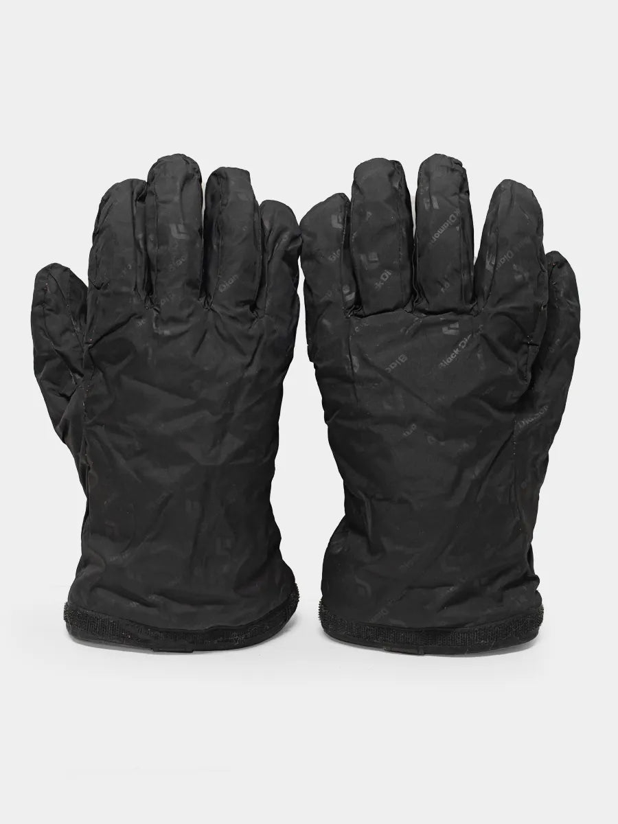 top view black diamond black liner gloves with shearling lining