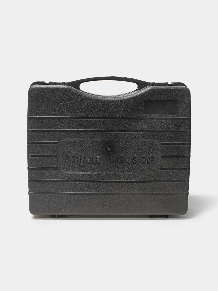 Black carrying case for Coleman Classic 1-burner butane camping stove with push-button ignition.
