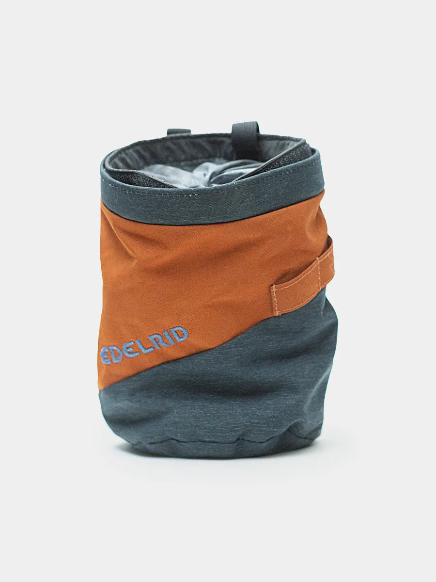 Edelrid Splitter Twist Chalk bag Orange and Grey product photo on white ground