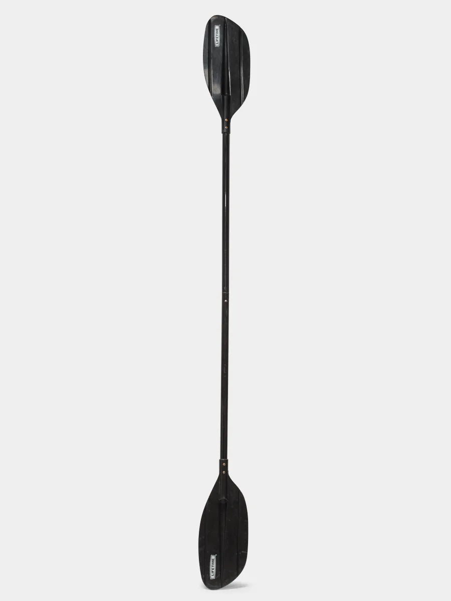 “Lifetime two-piece Lite Elite aluminum shaft kayak paddle with black asymmetrical polypropylene blades.