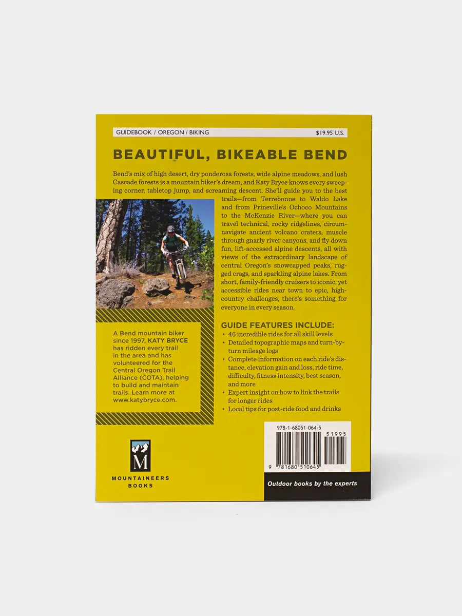 back cover image of the book titled 'Mountain Bike Bend', featuring an outdoor scene with a person riding a mountain bike on a trail.