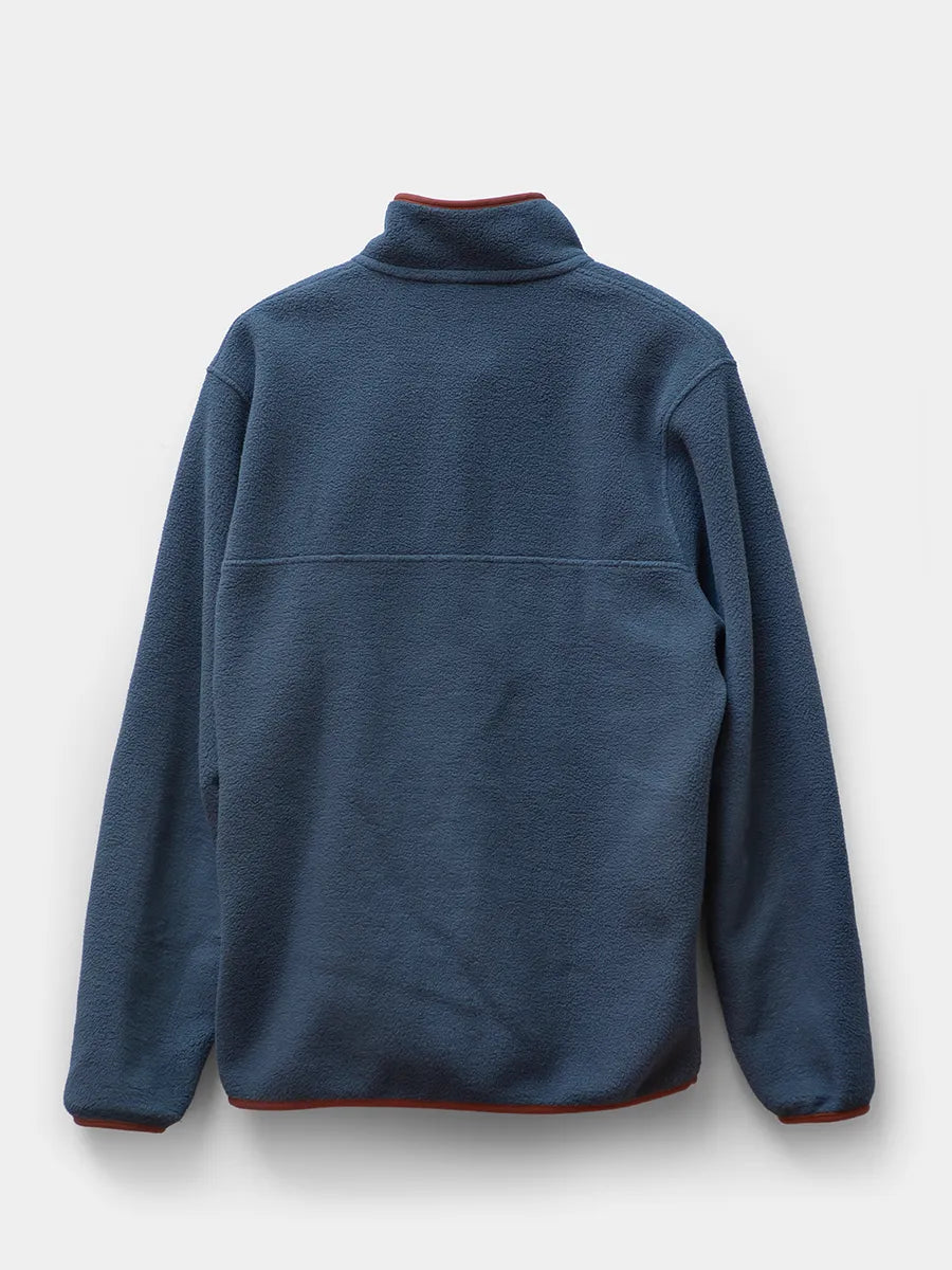 Patagonia Men's Lightweight Synchilla Snap-T Fleece Pullover in Smolder Blue / Burnished Red, back view