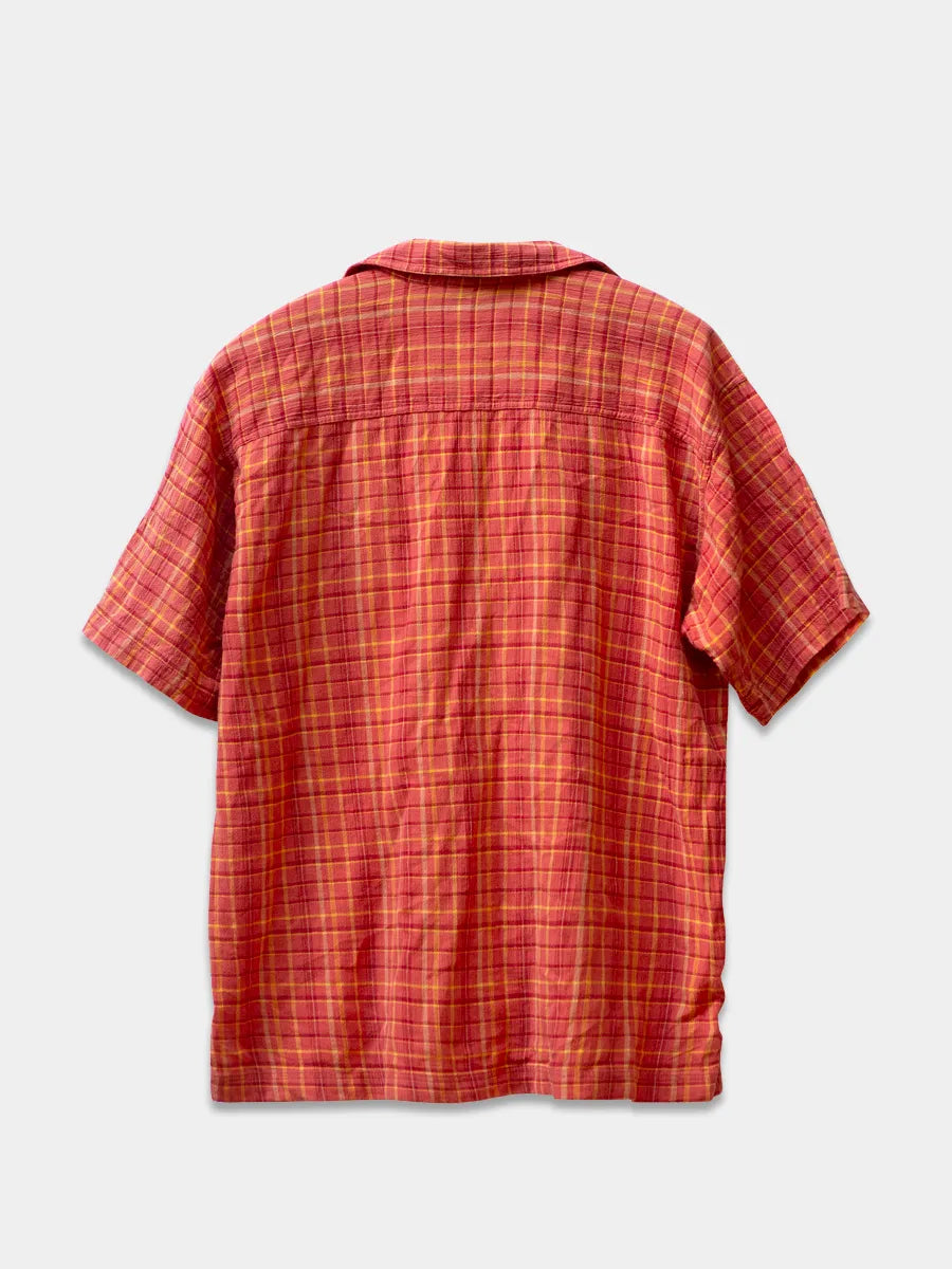 back view of Patagonia Men's Button Down Shirt in Campfire Orange