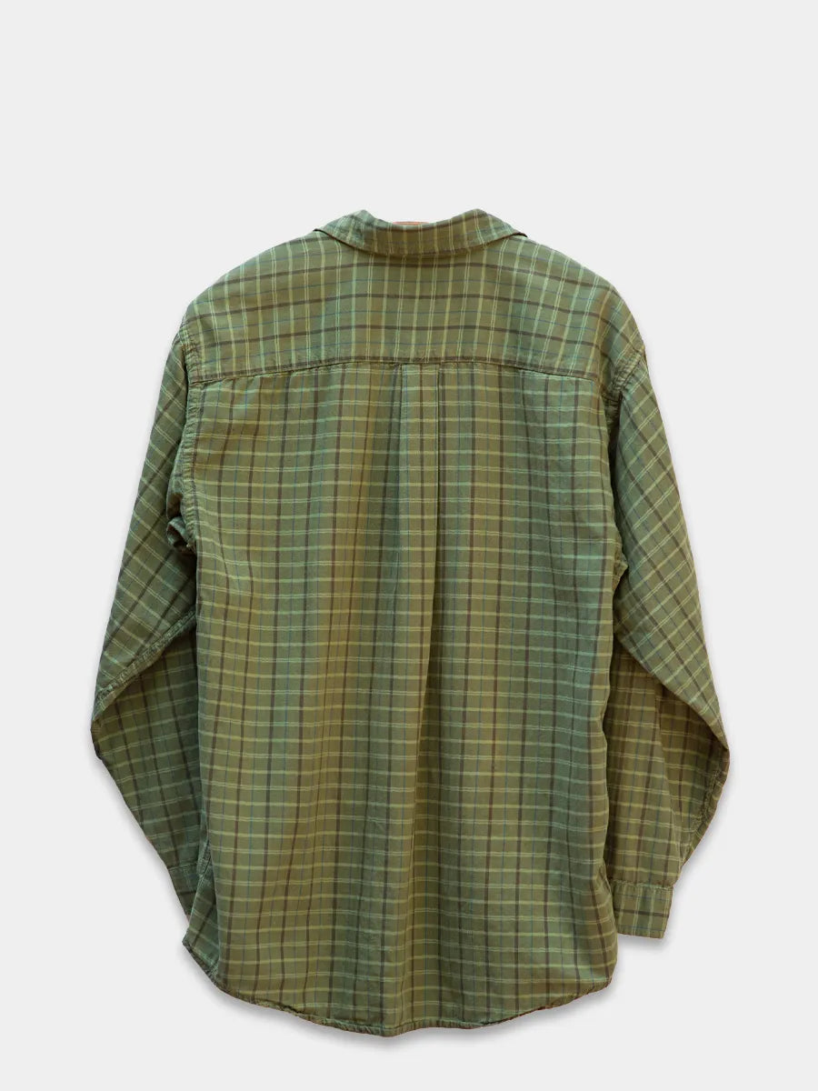 back view of patagonia plaid green shirt 