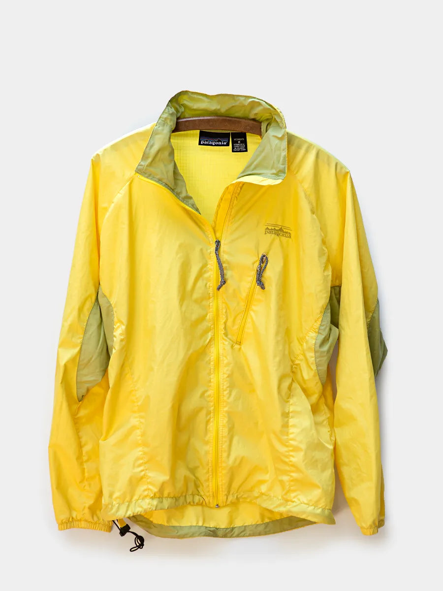 Vintage Patagonia Yellow Jacket with Gray contrast details on collar and sleeves.