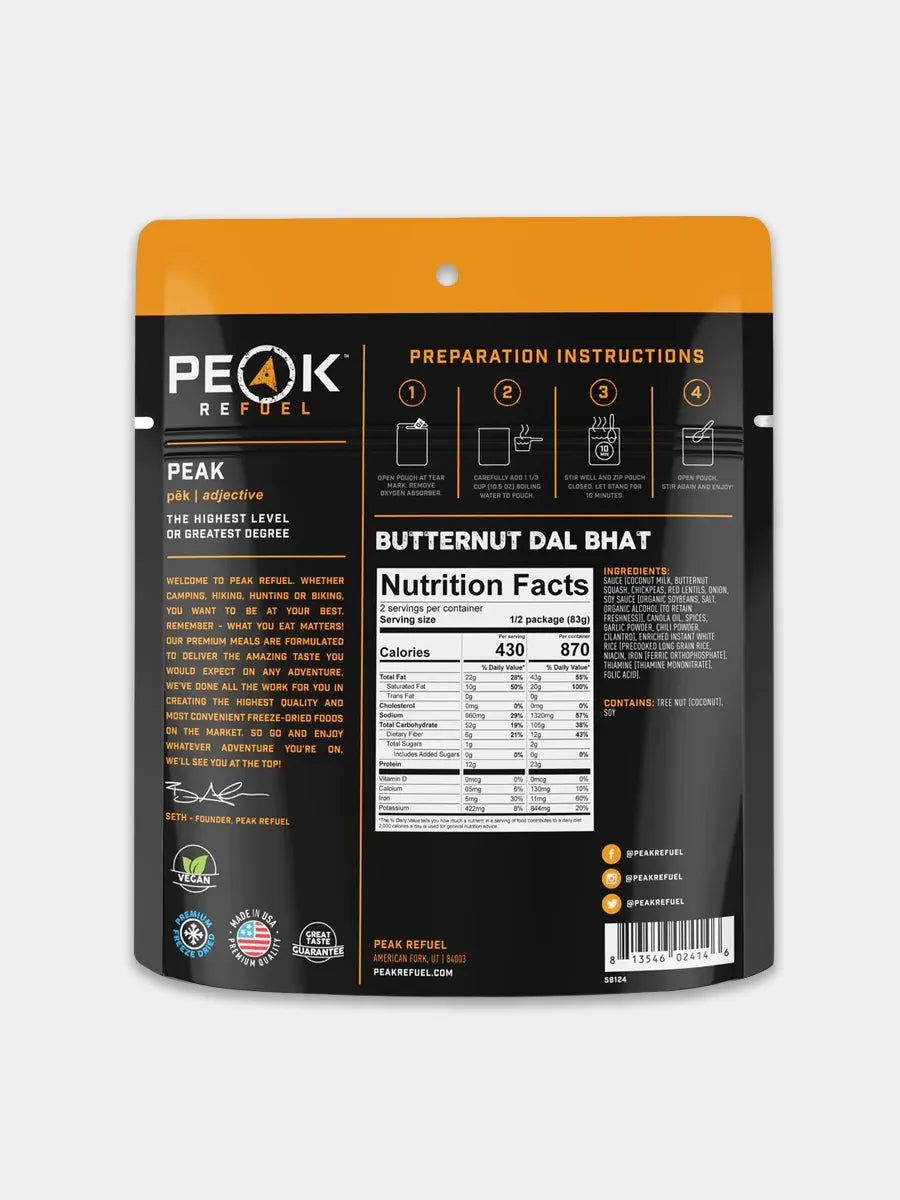 Peak Refuel Butternut Dal Bhat | 2 Servings — photo 1