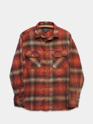 front view of mens pendleton flannel in canyon red