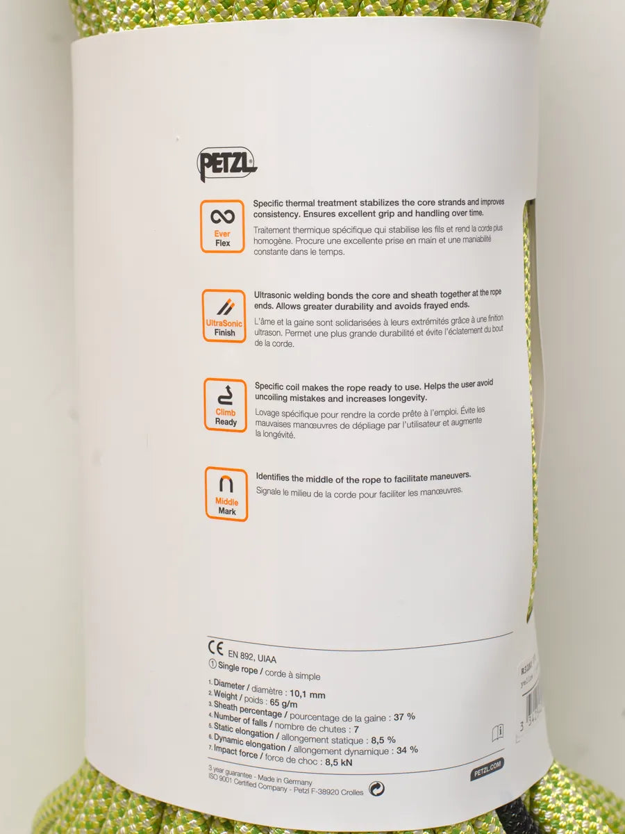 Detail View of Product Label for Petzl MAMBO 10.1mm 70m climbing rope