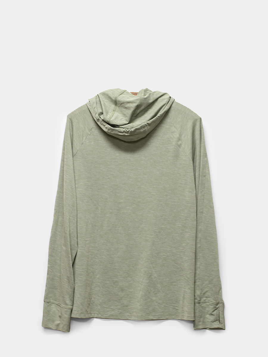 Green hooded top on a light gray background