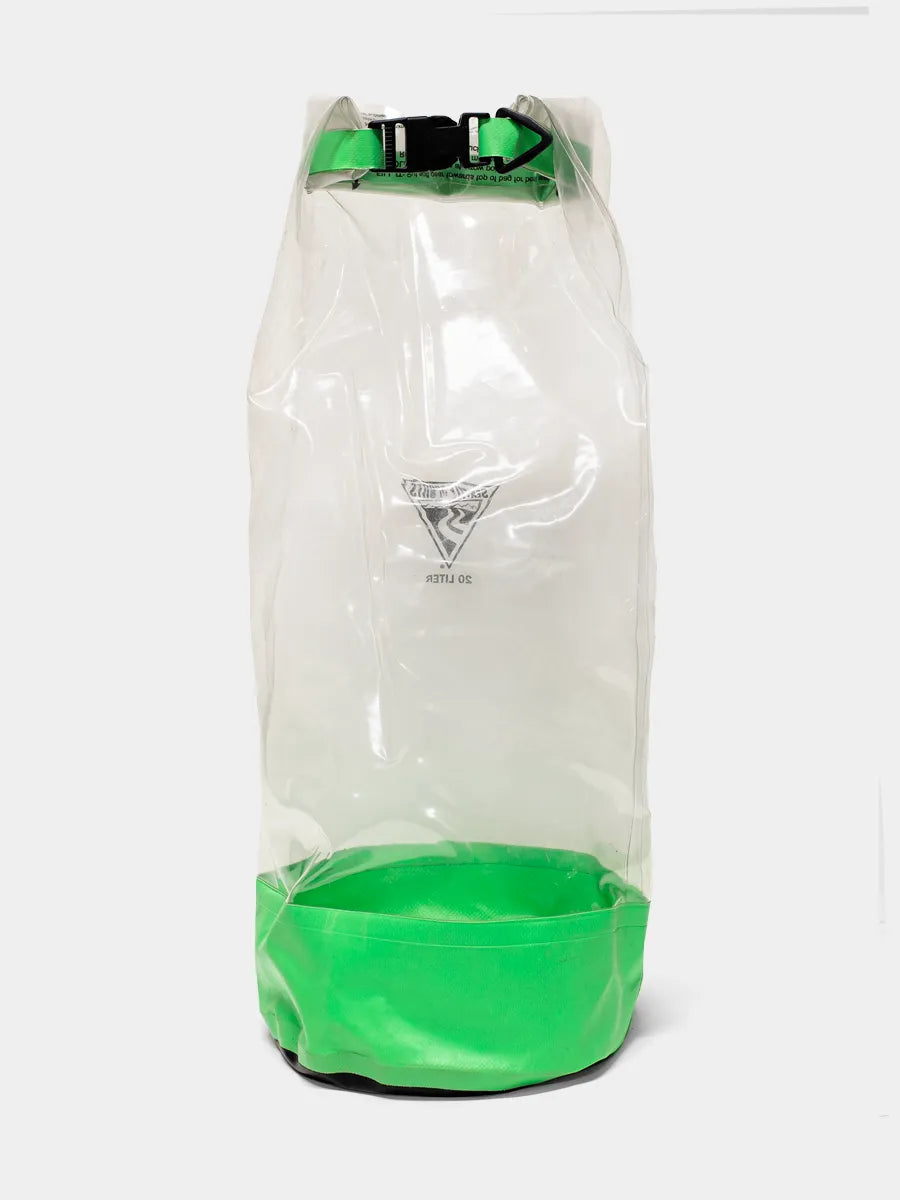 Back of transparent dry bag