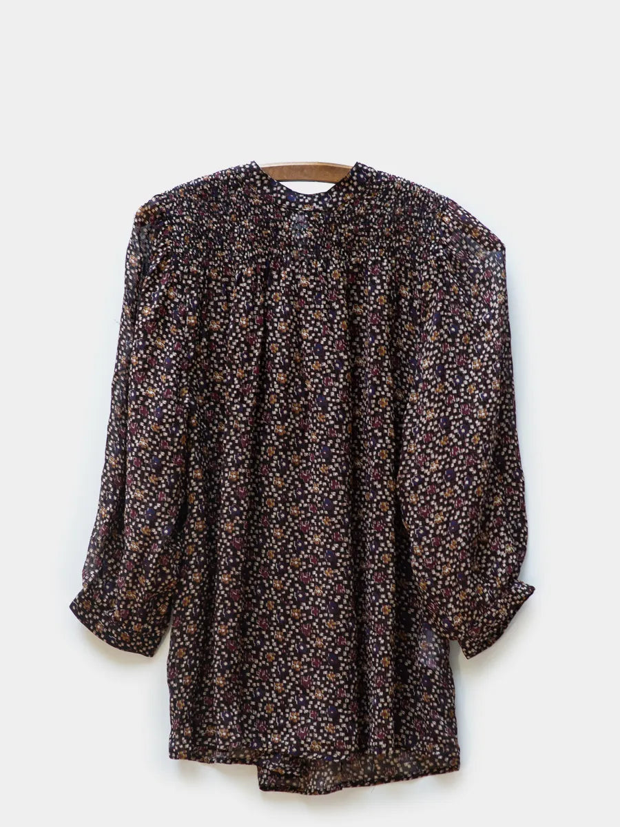 Sessun Floral Geometric Print Blouse multicolor brown black and creme