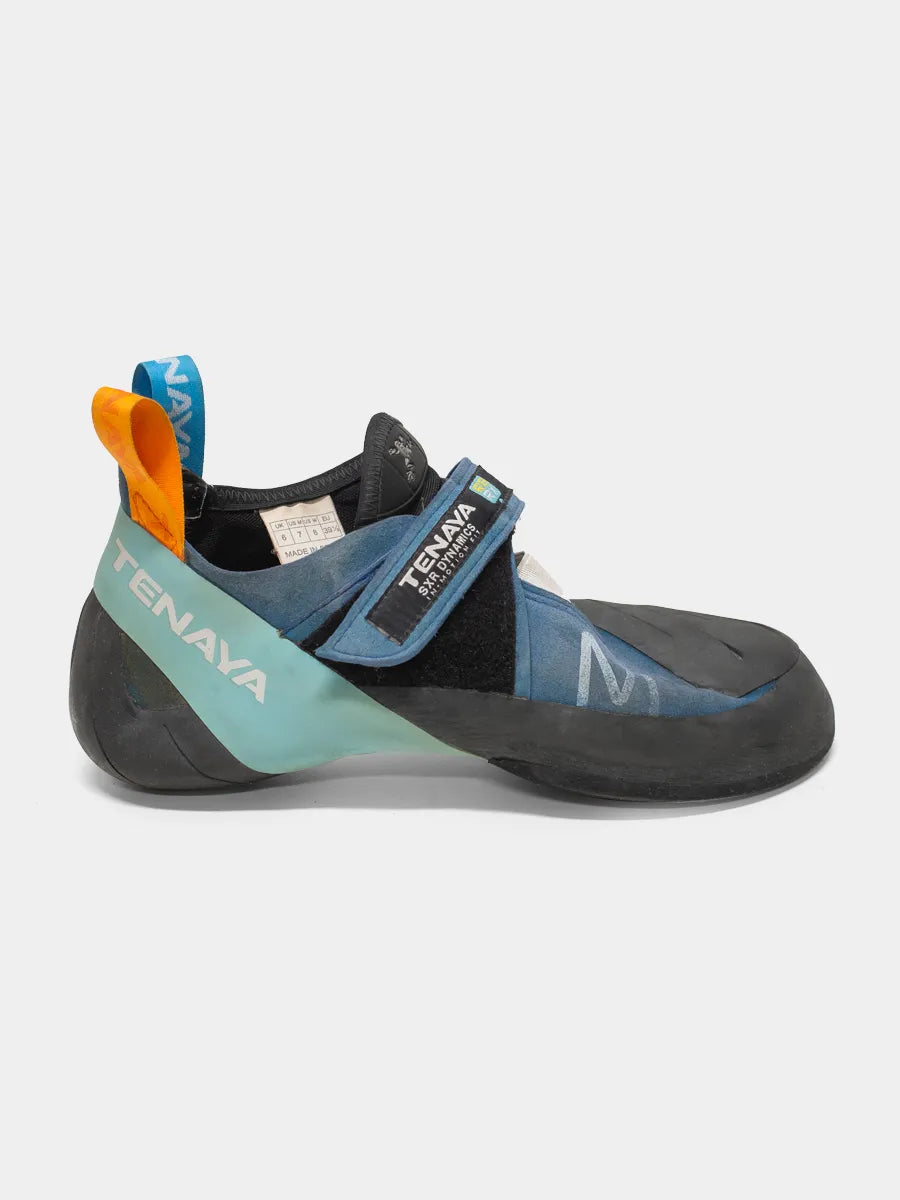 Side view of Tenaya Mastia Climbing shoe in Blue/Ice Blue