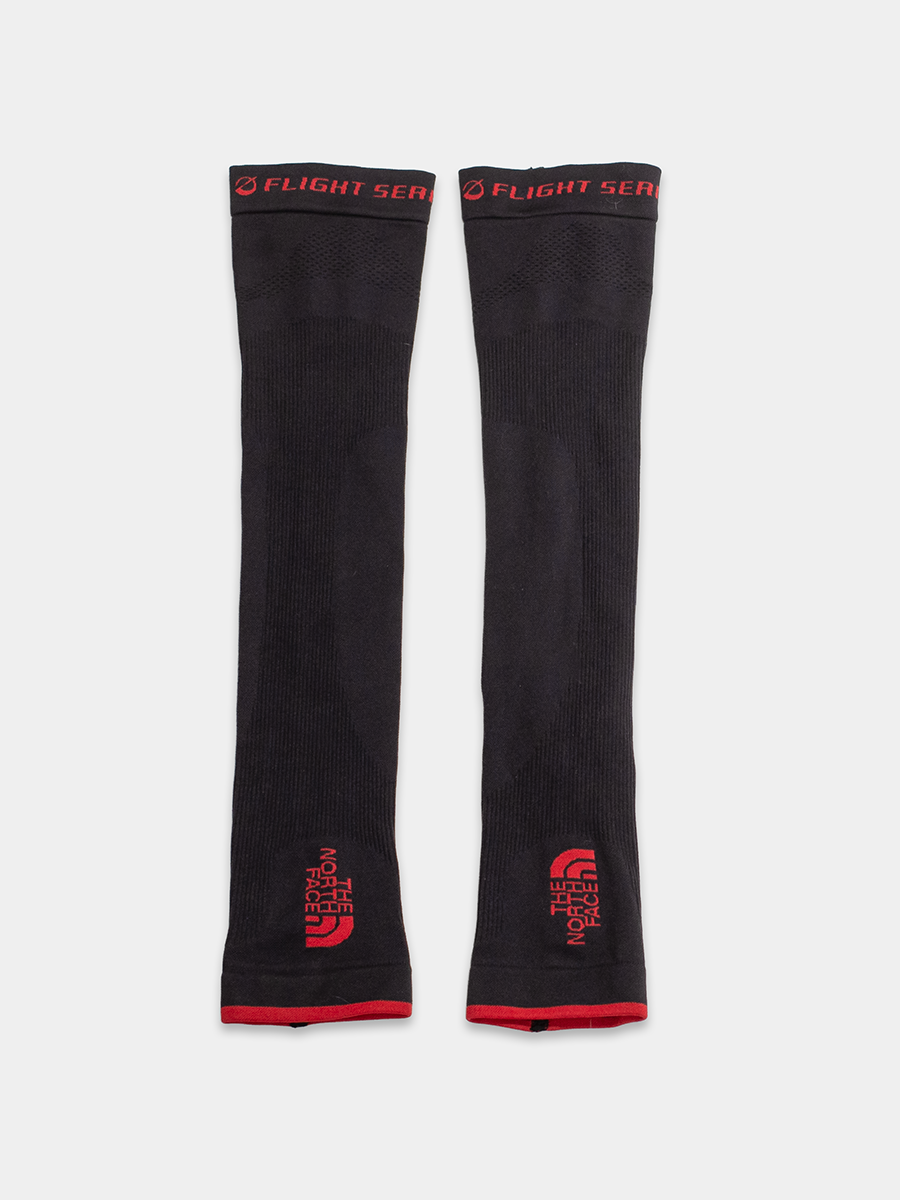 The-North-Face-Flight-Series-Arm-Sleeves in Black with Red TNF Logo