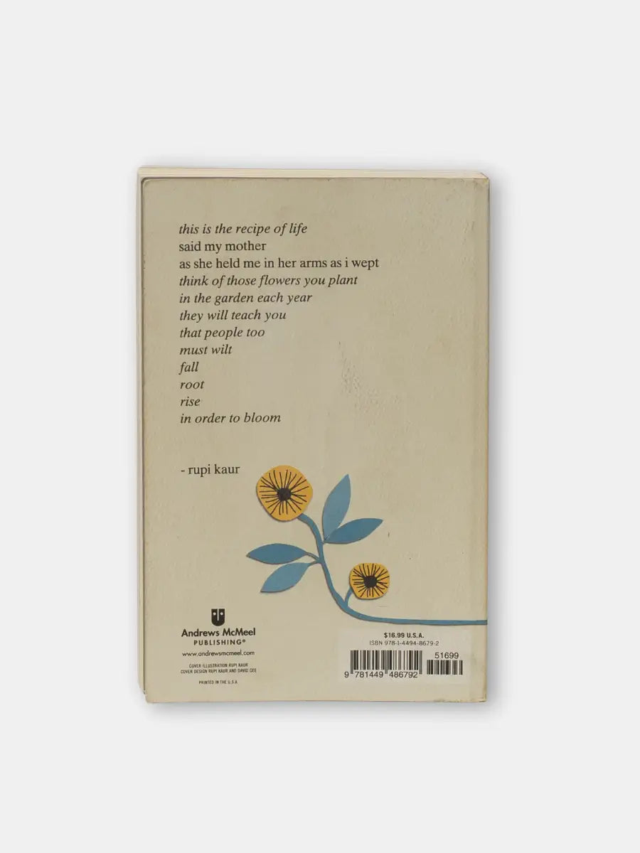 back Book cover of 'the sun and her flowers' by Rupi Kaur on a white background