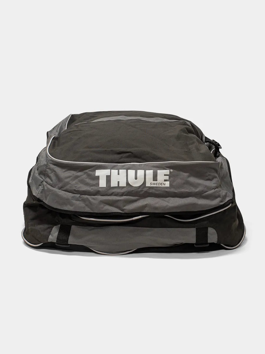 Front View of Grey and Black Thule 846 Quest Cargo Bag with White Thule logo visible.