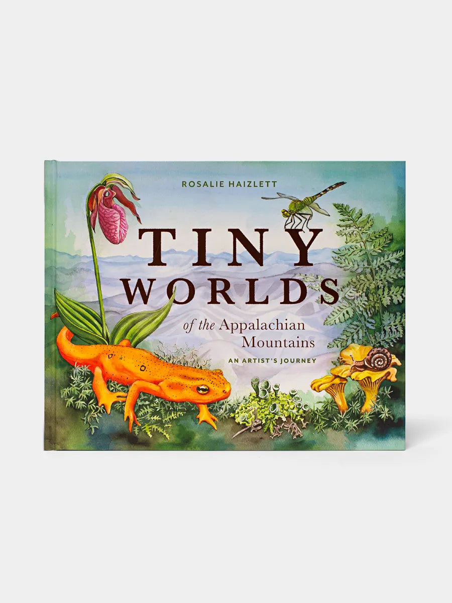Cover of the book 'Tiny Worlds' featuring illustrations of small animals and plants on a green and brown background.