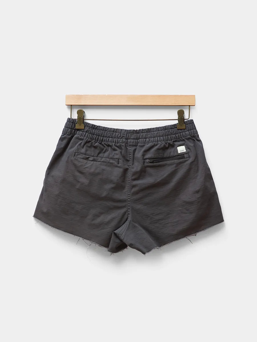 back view vuori womens vintage riptstop shorts in Charcoal - Articles In Common