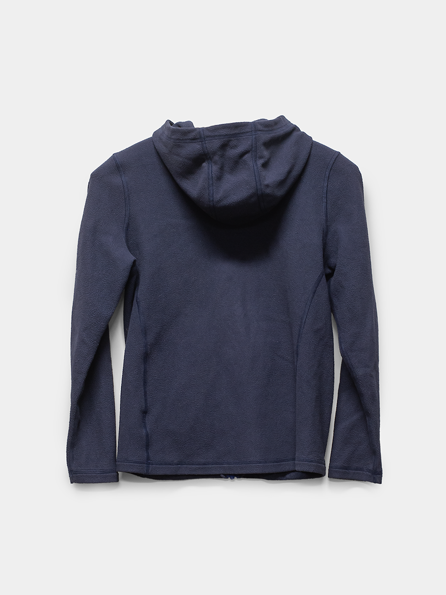 Navy blue hoodie on a light gray background