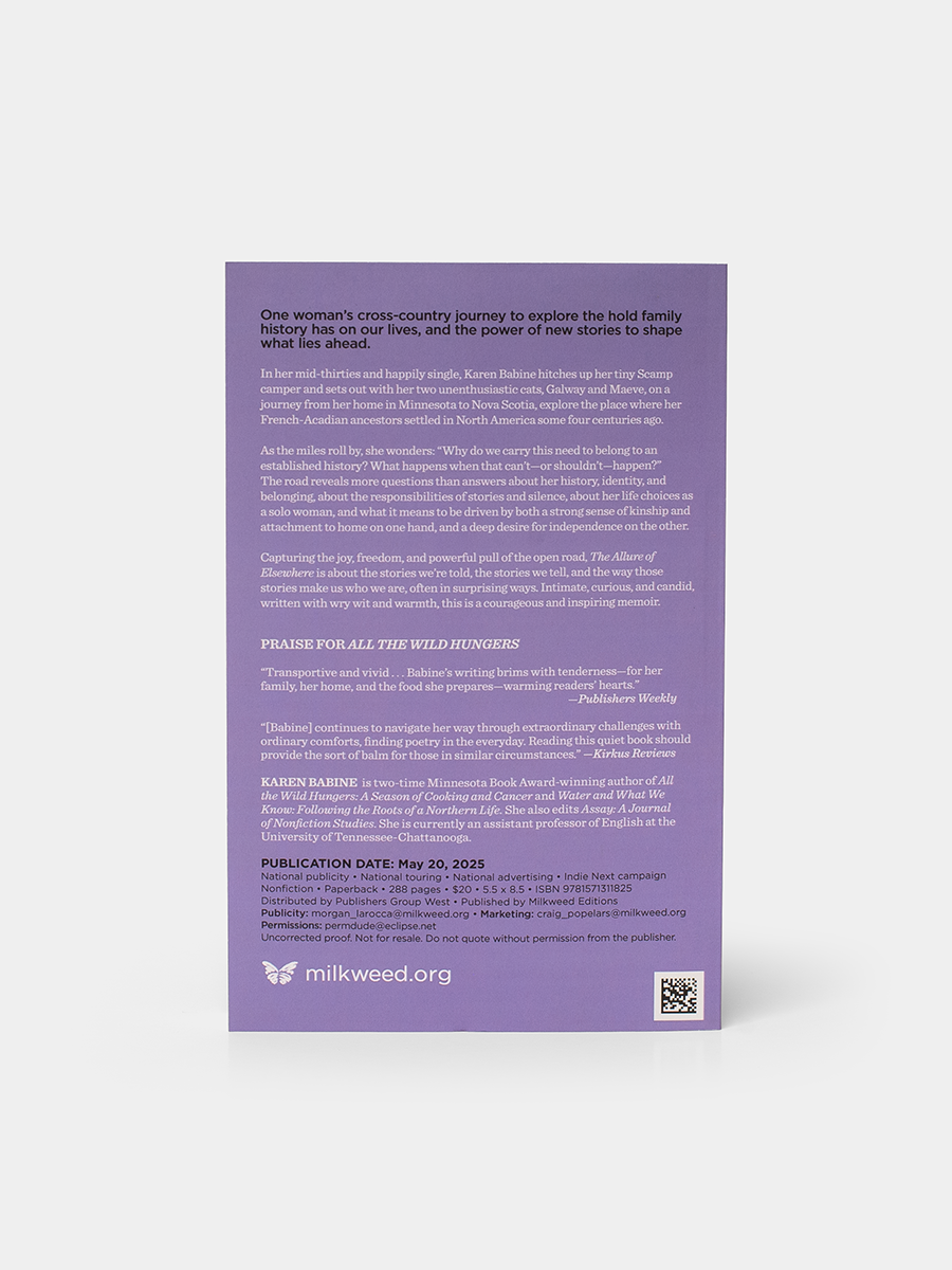 Back cover of book The Allure of Elsewhere Karen Babine