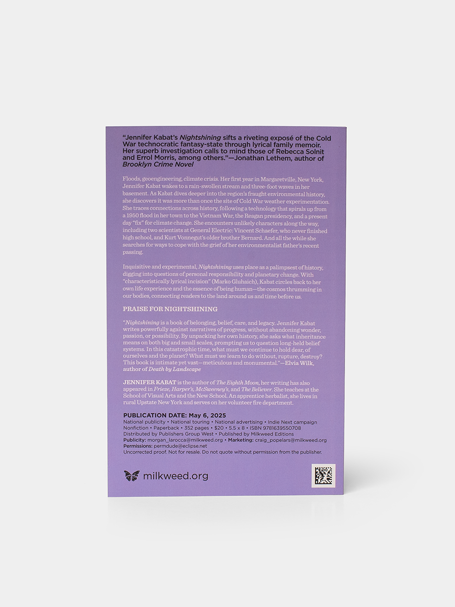 Back cover of Nightshining: A Memoir of Four Floods by Jennifer Kabat